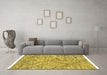 Machine Washable Abstract Yellow Modern Rug in a Living Room, wshabs2955yw