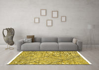 Machine Washable Abstract Yellow Modern Rug, wshabs2955yw