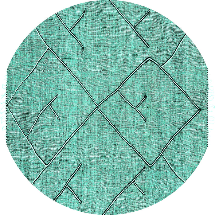 Round Machine Washable Abstract Turquoise Modern Area Rugs, wshabs2955turq