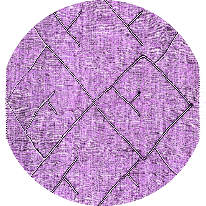 Round Machine Washable Abstract Purple Modern Area Rugs, wshabs2955pur