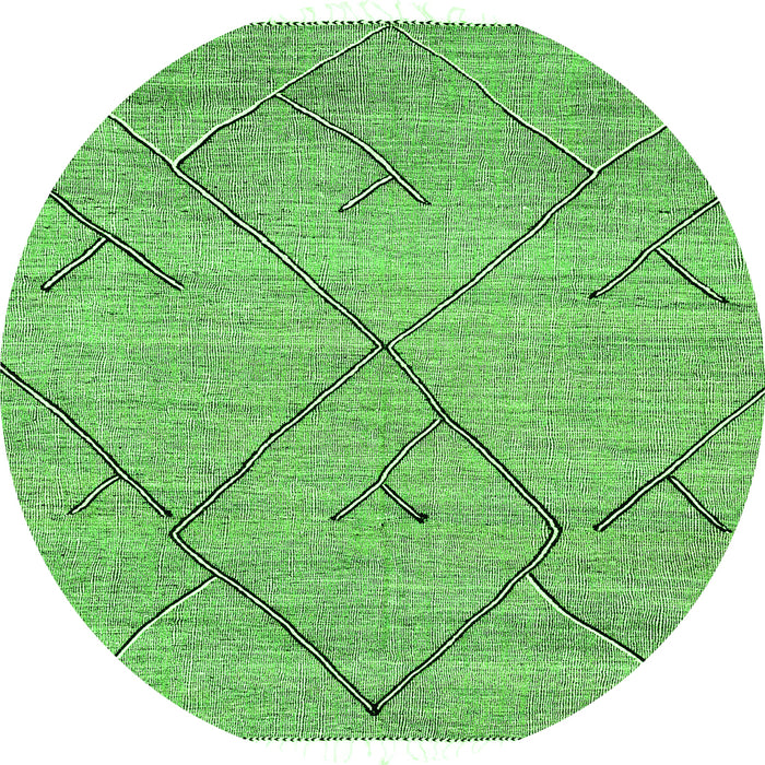 Round Machine Washable Abstract Green Modern Area Rugs, wshabs2955grn