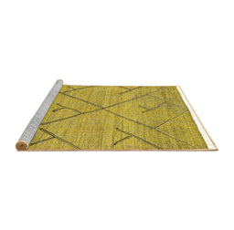 Sideview of Machine Washable Abstract Yellow Modern Rug, wshabs2955yw