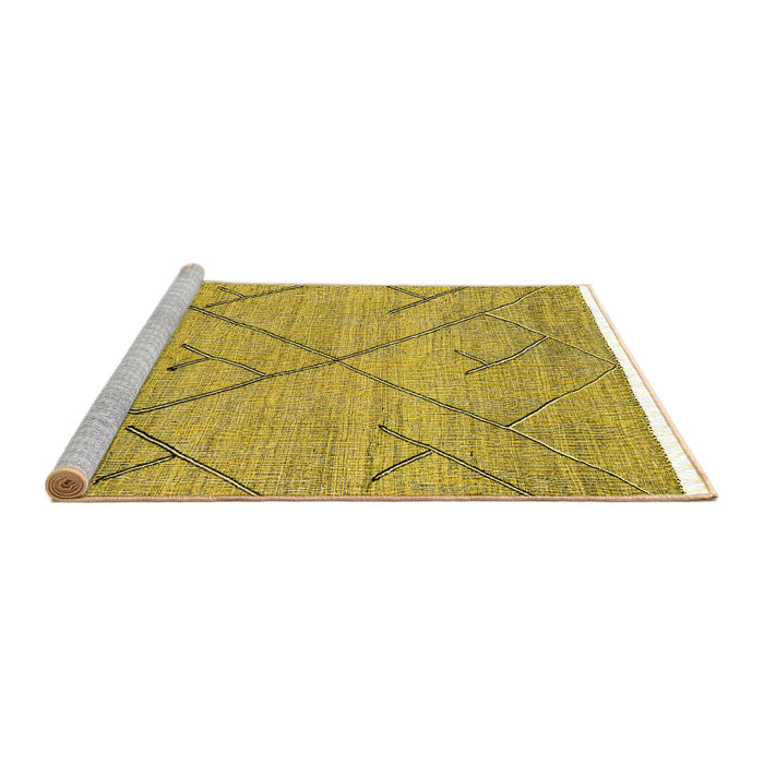 Sideview of Machine Washable Abstract Yellow Modern Rug, wshabs2955yw
