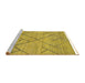 Sideview of Machine Washable Abstract Yellow Modern Rug, wshabs2955yw