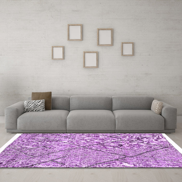 Machine Washable Abstract Purple Modern Area Rugs in a Living Room, wshabs2955pur