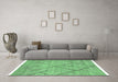 Machine Washable Abstract Emerald Green Modern Area Rugs in a Living Room,, wshabs2955emgrn