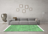 Machine Washable Abstract Emerald Green Modern Rug, wshabs2955emgrn