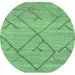 Round Abstract Emerald Green Modern Rug, abs2955emgrn