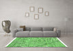 Machine Washable Abstract Green Modern Area Rugs in a Living Room,, wshabs2955grn