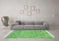 Machine Washable Abstract Green Modern Rug, wshabs2955grn