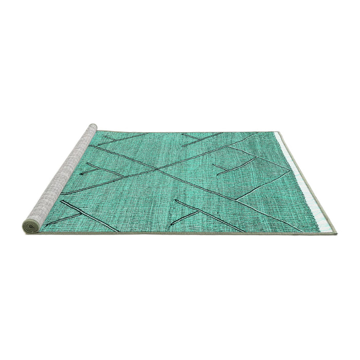 Sideview of Machine Washable Abstract Turquoise Modern Area Rugs, wshabs2955turq