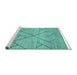 Sideview of Machine Washable Abstract Turquoise Modern Area Rugs, wshabs2955turq