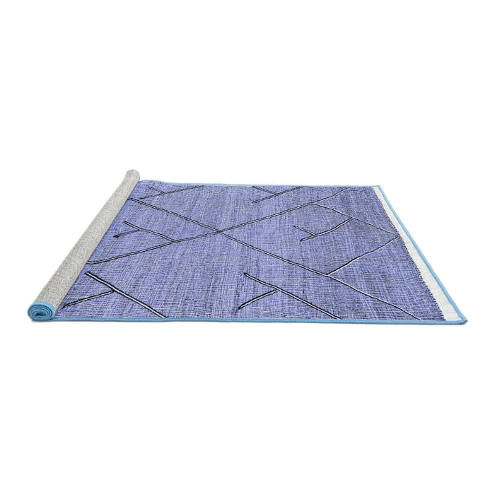Sideview of Machine Washable Abstract Blue Modern Rug, wshabs2955blu