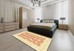 Abstract Sun Yellow Oriental Rug in a Bedroom, abs2956