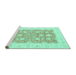 Sideview of Machine Washable Oriental Turquoise Traditional Area Rugs, wshabs2956turq