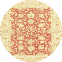 Round Abstract Sun Yellow Oriental Rug, abs2956