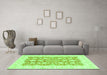 Machine Washable Oriental Green Traditional Area Rugs in a Living Room,, wshabs2956grn