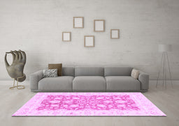 Machine Washable Oriental Purple Traditional Area Rugs in a Living Room, wshabs2956pur