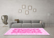 Machine Washable Oriental Pink Traditional Rug in a Living Room, wshabs2956pnk