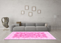 Machine Washable Oriental Pink Traditional Rug, wshabs2956pnk