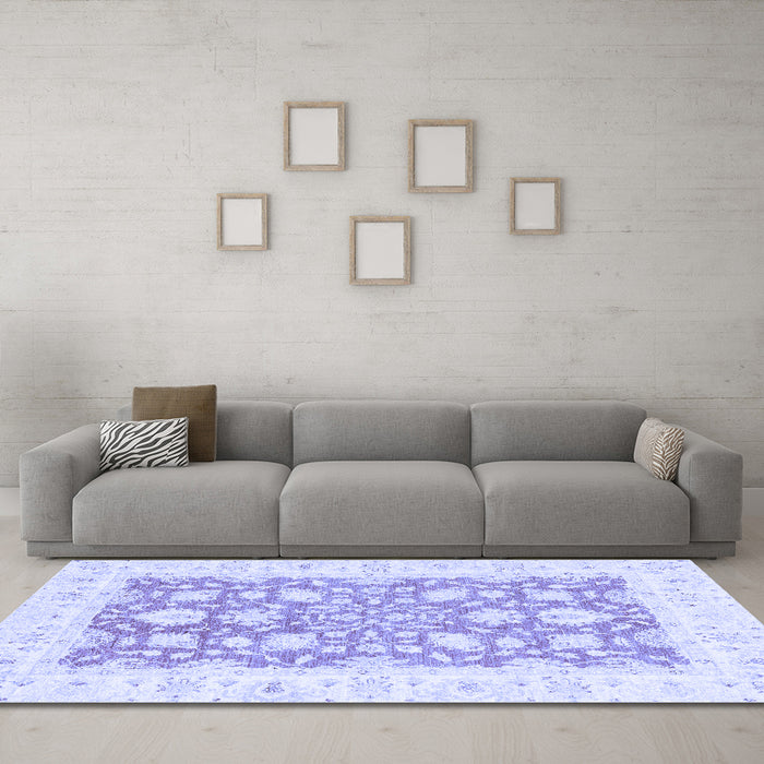 Machine Washable Oriental Blue Traditional Rug in a Living Room, wshabs2956blu