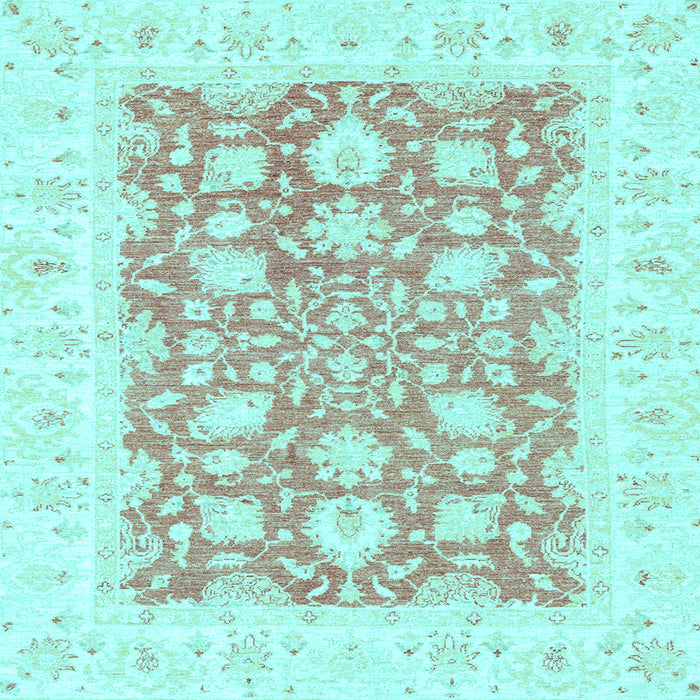 Square Machine Washable Oriental Light Blue Traditional Rug, wshabs2956lblu