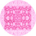 Round Oriental Pink Traditional Rug, abs2956pnk