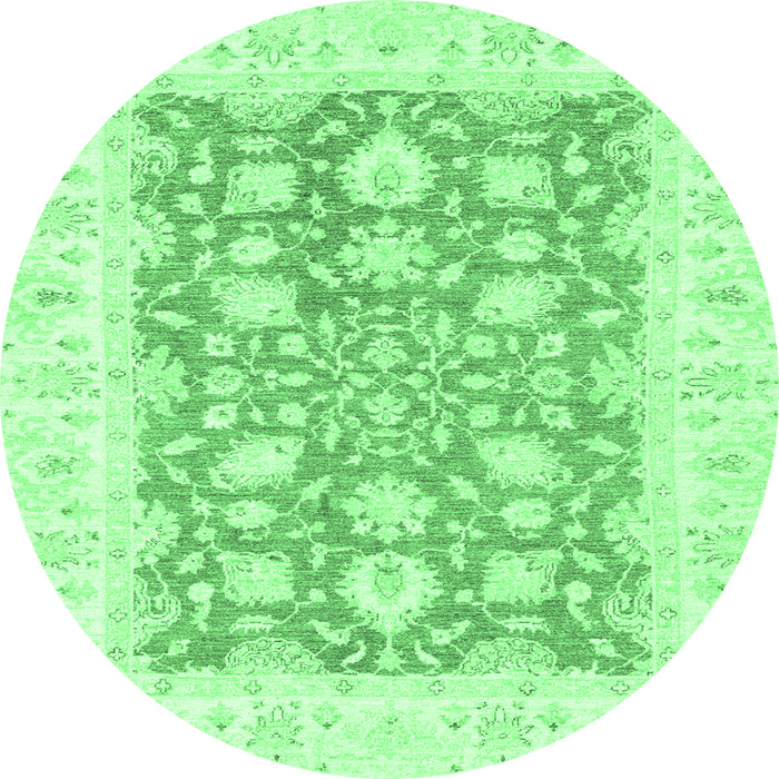 Round Machine Washable Oriental Emerald Green Traditional Area Rugs, wshabs2956emgrn