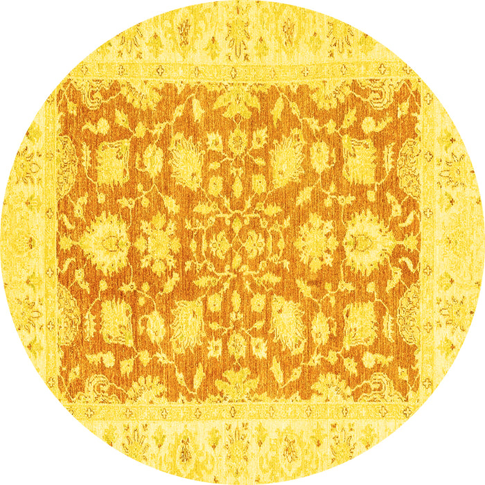 Round Oriental Yellow Traditional Rug, abs2956yw