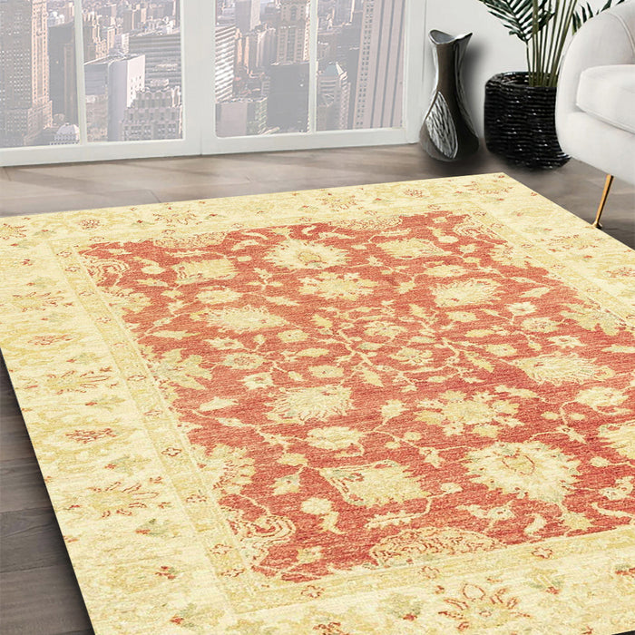 Machine Washable Abstract Sun Yellow Rug in a Family Room, wshabs2956