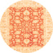 Round Oriental Orange Traditional Rug, abs2956org