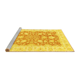 Sideview of Machine Washable Oriental Yellow Traditional Rug, wshabs2956yw