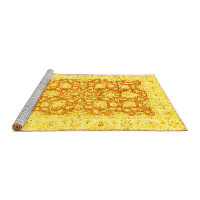 Sideview of Machine Washable Oriental Yellow Traditional Rug, wshabs2956yw