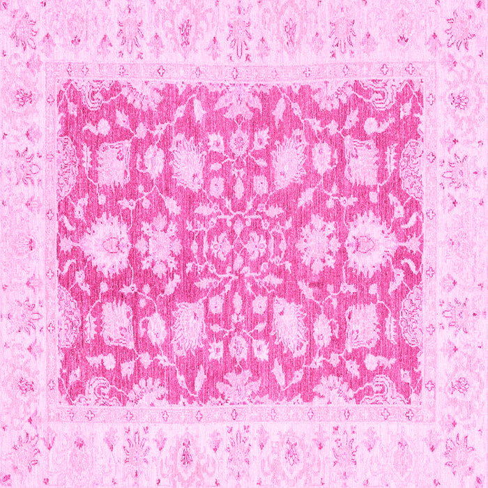 Square Machine Washable Oriental Pink Traditional Rug, wshabs2956pnk