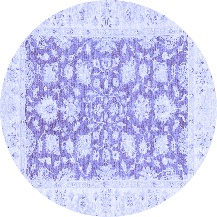 Round Machine Washable Oriental Blue Traditional Rug, wshabs2956blu