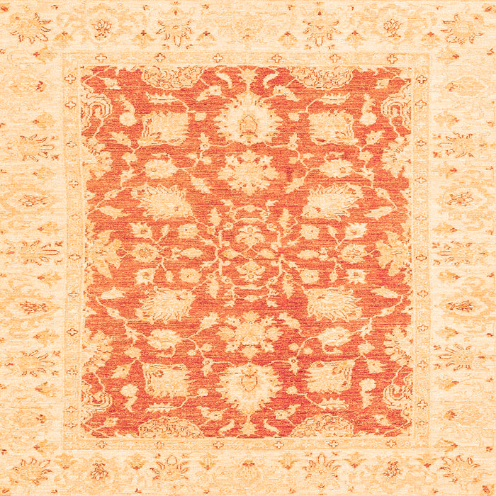 Square Machine Washable Oriental Orange Traditional Area Rugs, wshabs2956org