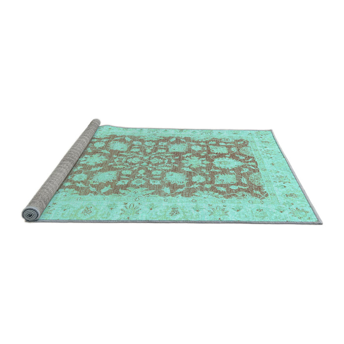 Sideview of Machine Washable Oriental Light Blue Traditional Rug, wshabs2956lblu