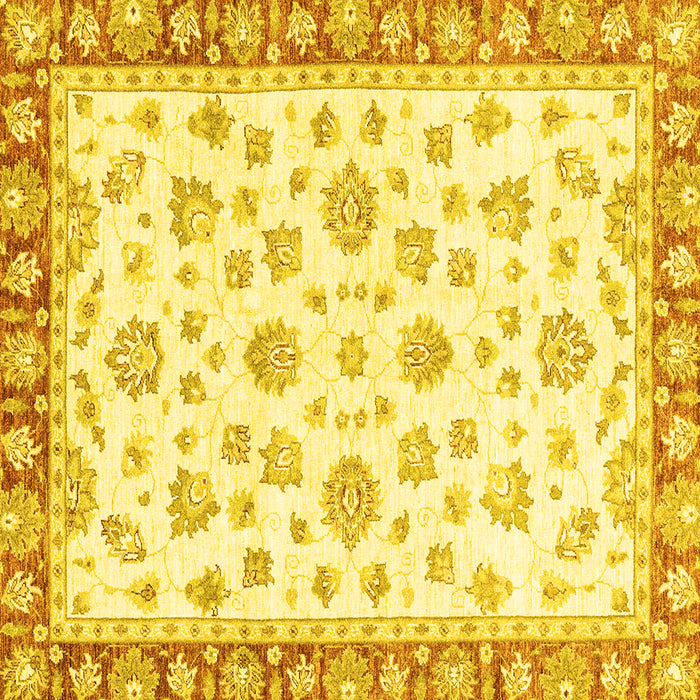 Square Machine Washable Oriental Yellow Traditional Rug, wshabs2957yw