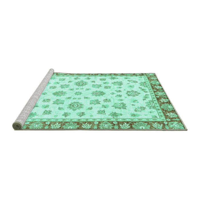 Sideview of Machine Washable Oriental Turquoise Traditional Area Rugs, wshabs2957turq