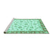 Sideview of Machine Washable Oriental Turquoise Traditional Area Rugs, wshabs2957turq