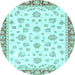 Round Oriental Light Blue Traditional Rug, abs2957lblu