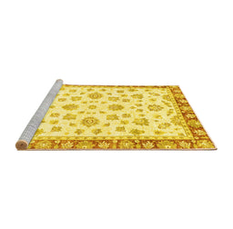 Sideview of Machine Washable Oriental Yellow Traditional Rug, wshabs2957yw