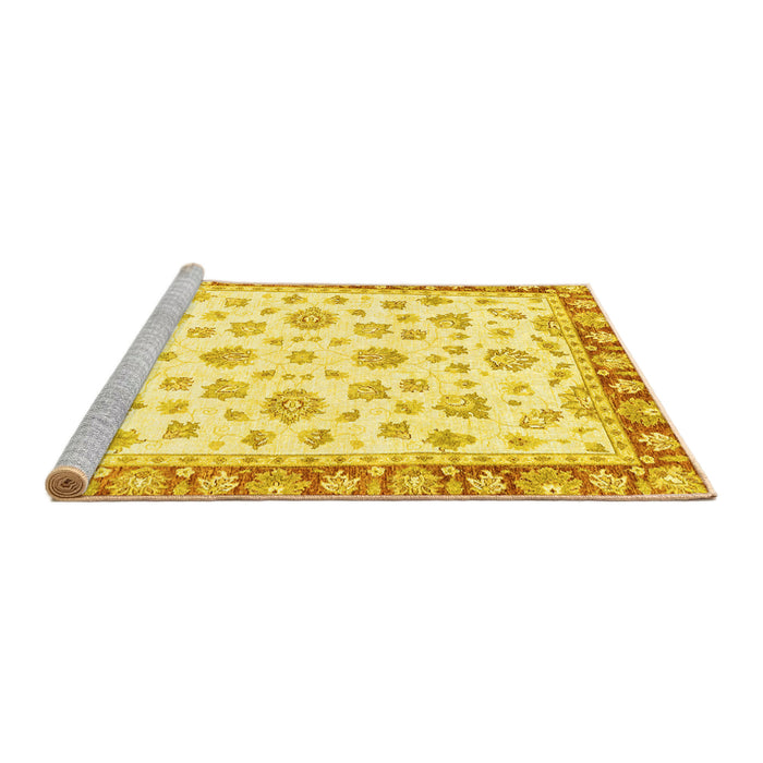 Sideview of Machine Washable Oriental Yellow Traditional Rug, wshabs2957yw