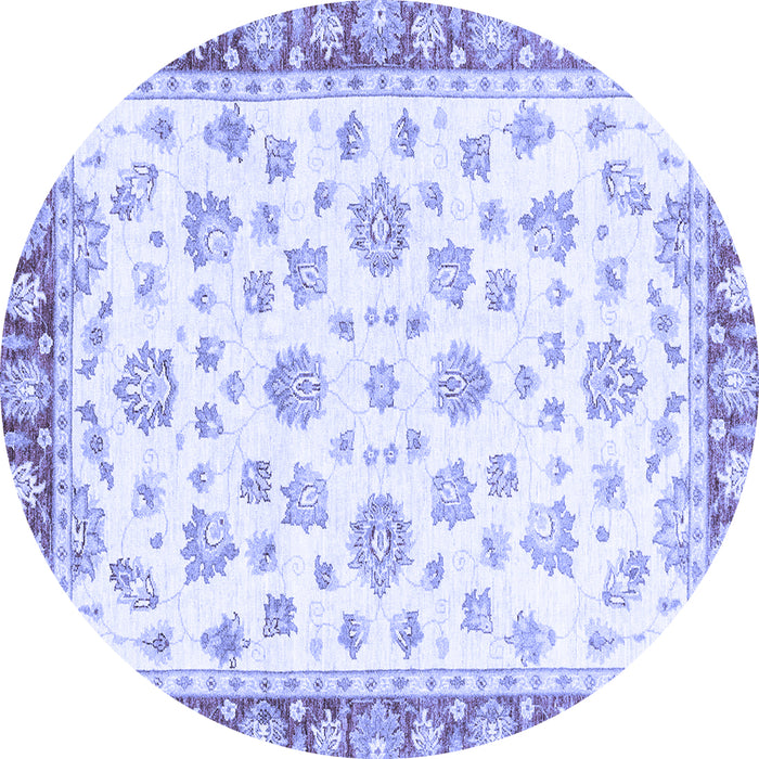 Round Machine Washable Oriental Blue Traditional Rug, wshabs2957blu