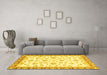 Machine Washable Oriental Yellow Traditional Rug in a Living Room, wshabs2957yw