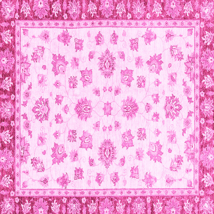 Square Machine Washable Oriental Pink Traditional Rug, wshabs2957pnk