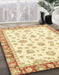 Abstract Yellow Oriental Rug in Family Room, abs2957