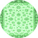 Round Oriental Emerald Green Traditional Rug, abs2957emgrn