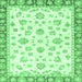 Square Machine Washable Oriental Emerald Green Traditional Area Rugs, wshabs2957emgrn