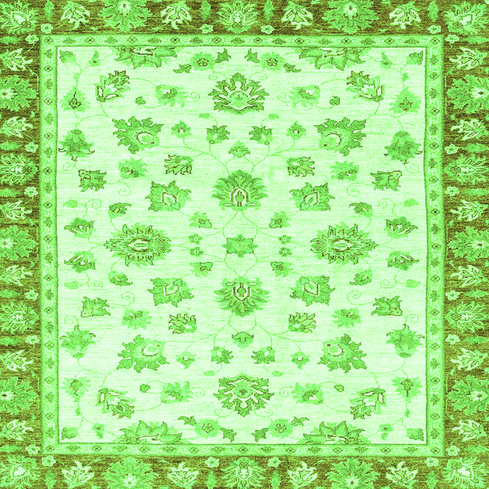 Square Machine Washable Oriental Green Traditional Area Rugs, wshabs2957grn